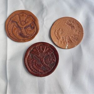 Handmade Embossed Leather Coasters Set of 3